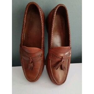 Leather Tassel Loafers Braided Trim Dress Shoes